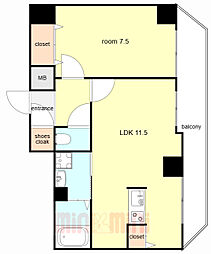 グルーブ神戸元町アリア 6階1LDKの間取り
