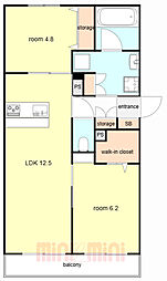 （仮称）明石市野々上2丁目ヘーベルメゾン 1階2LDKの間取り