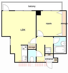 ＳＡＮＫＯラフィーネ三宮 7階1LDKの間取り