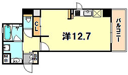 神戸市西神・山手線 新神戸駅 徒歩6分の賃貸マンション 9階ワンルームの間取り