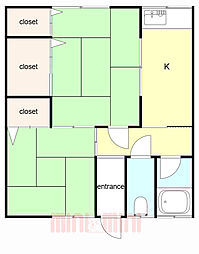 北王子荘2号館 2Kの間取図画像