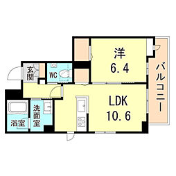 シャーメゾンガーデンズ　ＫＮＫ 2階1LDKの間取り