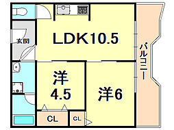 ハイツ相生 2LDKの間取図画像