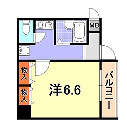 ラポート 6階1Kの間取り