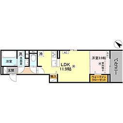 LaMaison大池町 2階1LDKの間取り