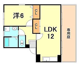 パセオ住吉 1LDKの間取図画像