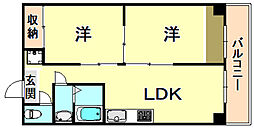 ダイバーシティ神戸長田Ｂ棟 5階2LDKの間取り