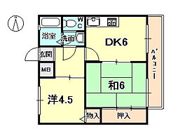 メゾンブランシェ 2LDKの間取図画像
