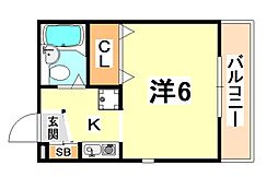 レミニョン 1Kの間取図画像
