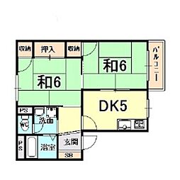 フレグランス五ケ山 2DKの間取図画像