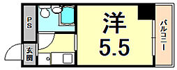 ラ・レジダンス・ド・エリール 14階ワンルームの間取り