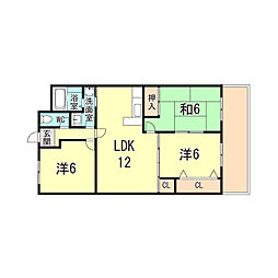ハイムアゼーリア 6階3LDKの間取り