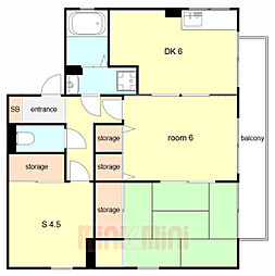 セジュール坂口 1階2SDKの間取り