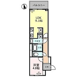 サンプット東仲ノ町 4階1LDKの間取り