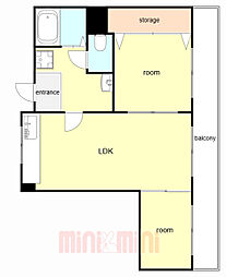 高島グリーンハイツ 3階2LDKの間取り