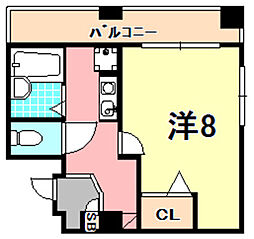 ヴィラ神戸II 703 7階1Kの間取り