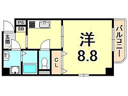 エトワール 3階1Kの間取り