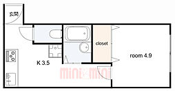 Ｓｗｅｅｔ　Ｈｅｉｍ 2階1Kの間取り