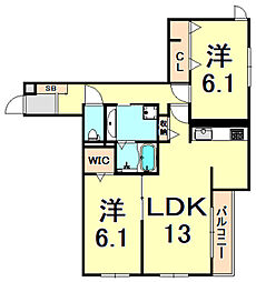 アークコート 1階2LDKの間取り