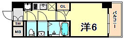 ファステート神戸アモーレ 6階1Kの間取り