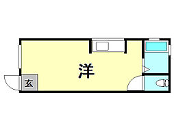 青木文化 2階ワンルームの間取り