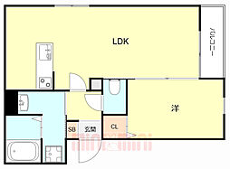 BB SONODA 101 1階1LDKの間取り
