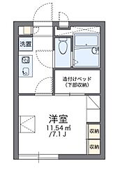レオパレスプランドール2 1Kの間取図画像