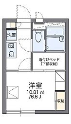 レオパレスルミエール 2階1Kの間取り