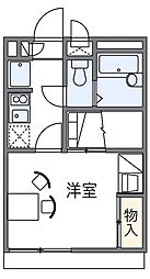 レオパレスプランドール2 1Kの間取図画像