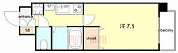 アクロス塚本リヴィエール 707 7階1Kの間取り
