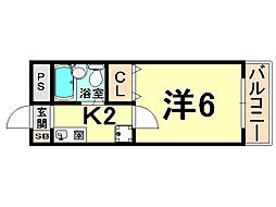 グレイス91 1Kの間取図画像