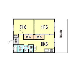 グリーンマンション 2DKの間取図画像