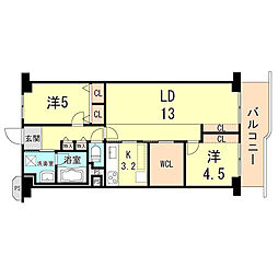 サンマンション塚口第3 2LDKの間取図画像