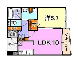 ディアルクス三宮 1LDKの間取図画像