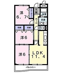 アベニールみなみの 3LDKの間取図画像
