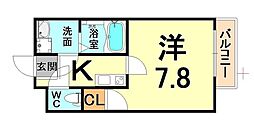 ラージヒル尼崎東 1Kの間取図画像