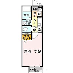 セジュール西代1 1Kの間取図画像