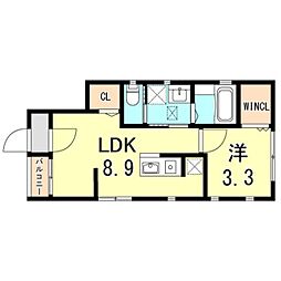 セゾン神田2 1LDKの間取図画像