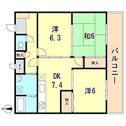 ハイム屋敷本 3DKの間取図画像