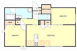 (仮称)西宮市甲東園2丁目ヘーベルメゾン 2LDKの間取図画像