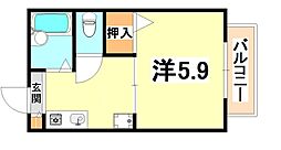 ディアス六甲 1Kの間取図画像