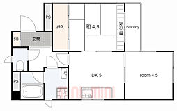 ロイヤルメゾン山際 2DKの間取図画像