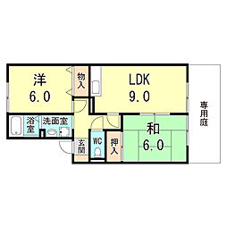 グランドール谷田川 2LDKの間取図画像