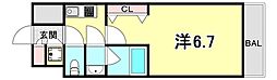 ブランTAT尼崎七松1 1Kの間取図画像