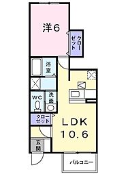 パストラルメゾンB 1LDKの間取図画像