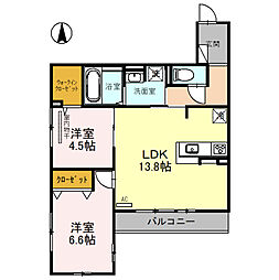 D-room南塚口 2LDKの間取図画像