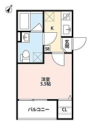 イーリス 1Kの間取図画像