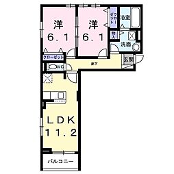 サンロイヤルII 2LDKの間取図画像
