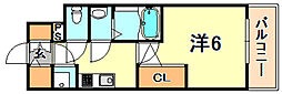 レジュールアッシュ神戸ハーバーランド 1Kの間取図画像