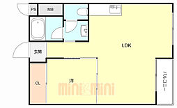 塚口コーポラス 1LDKの間取図画像